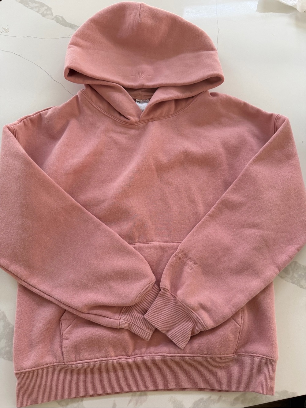 Buffbunny Collection dusty rose pink 100% cotton hoodie in size small